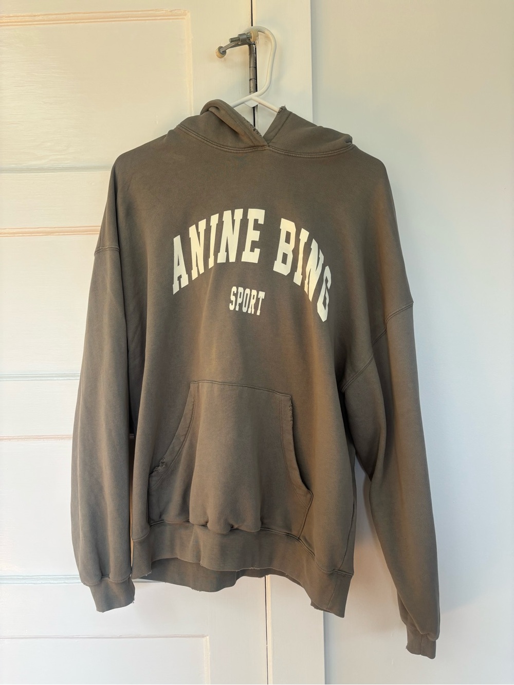 Anine Bing Harvey Sweatshirt Hoodie Olive green khaki - Picture 5 of 8